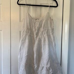 Hollister White Smocked Top with Eyelet Detail